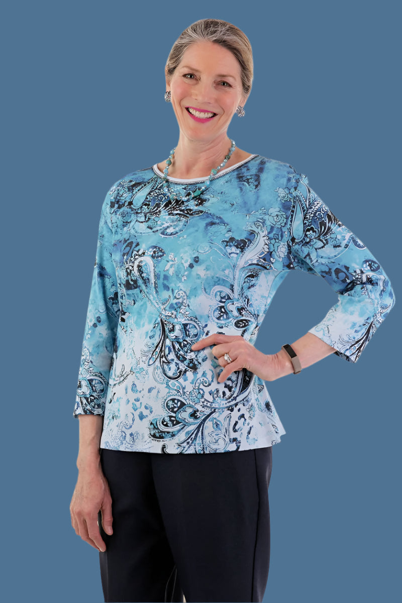 Block Print Knit Top