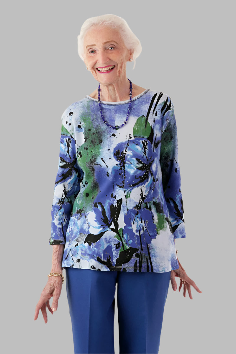 Block Print Knit Top