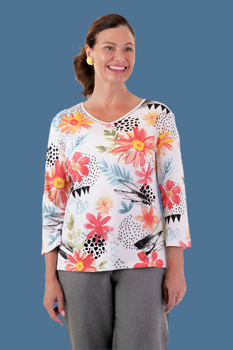 Block Print Knit Top