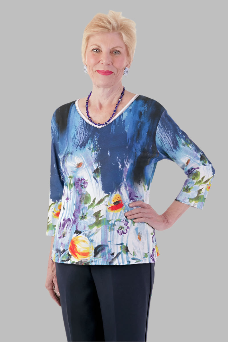 Block Print Knit Top