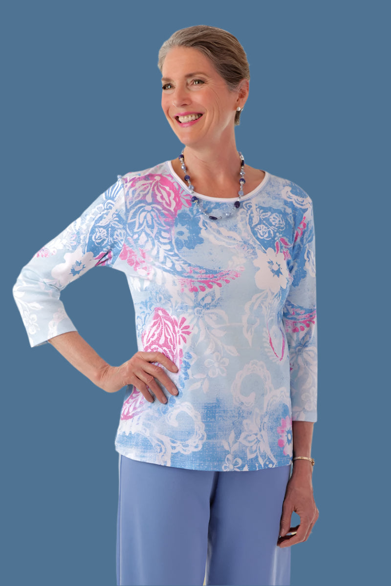 Block Print Knit Top