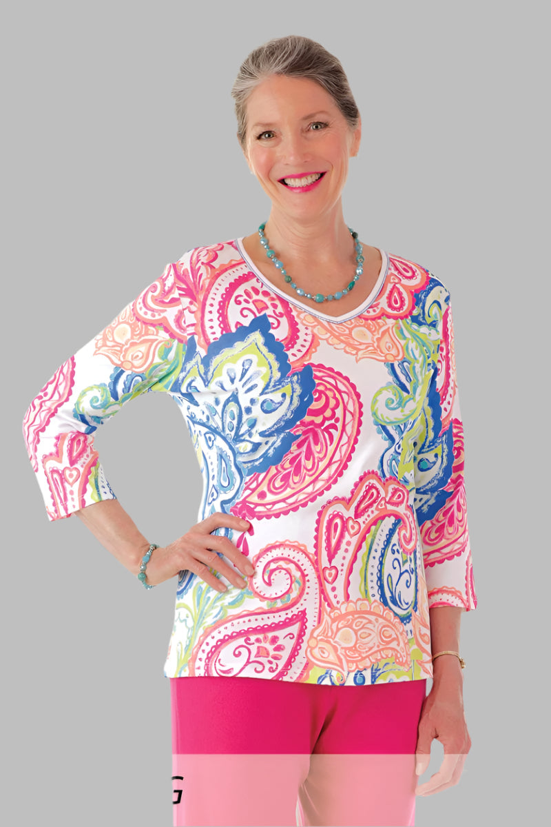 Block Print Knit Top