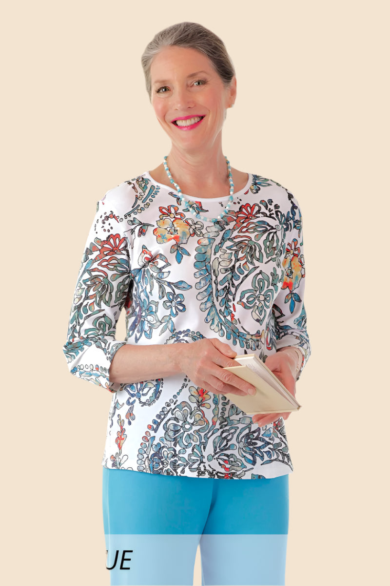 Block Print Knit Top