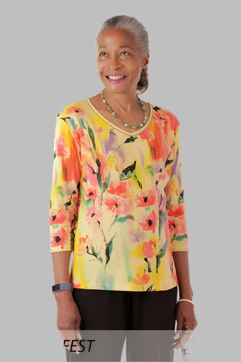 Block Print Knit Top