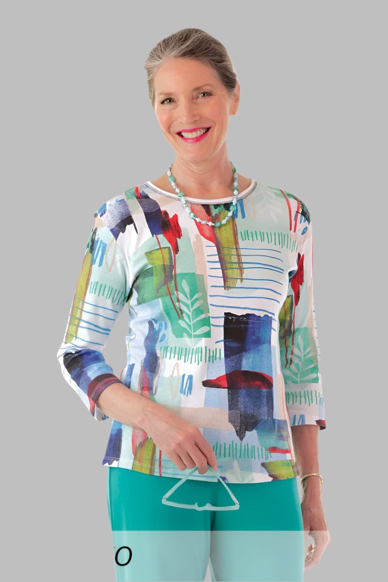 Block Print Knit Top