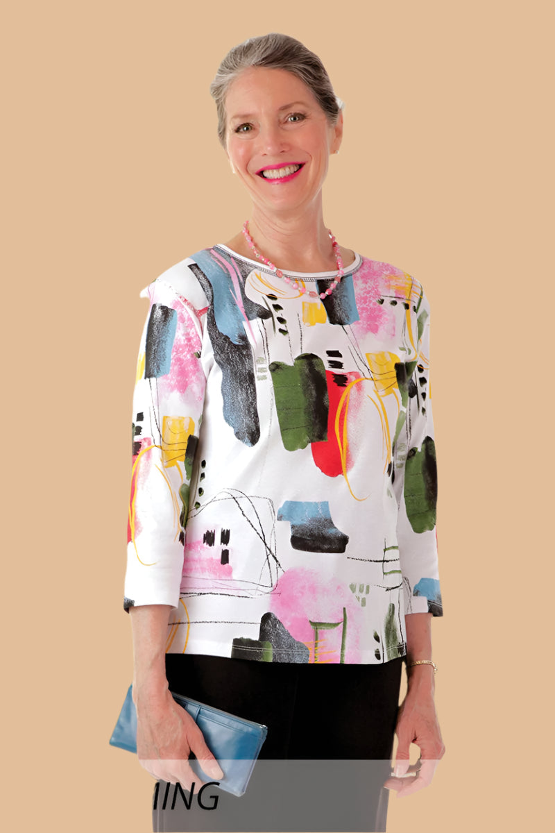 Block Print Knit Top