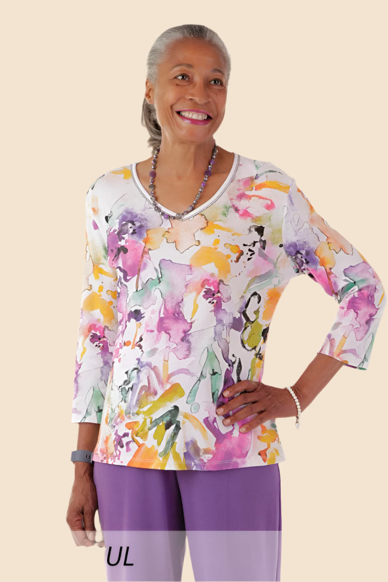 Block Print Knit Top