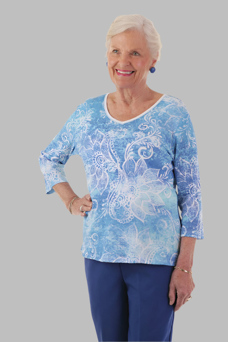 Block Print Knit Top