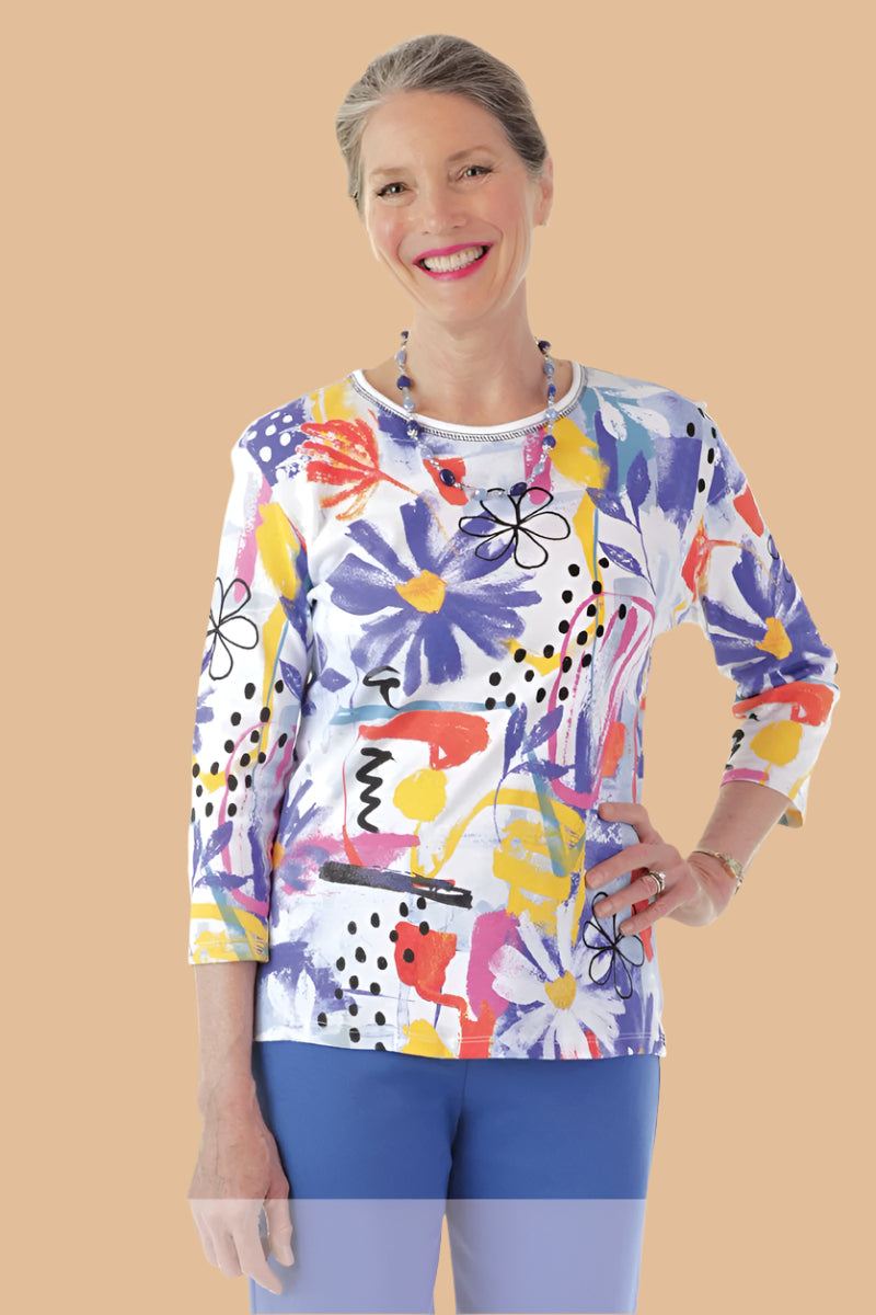 Block Print Knit Top