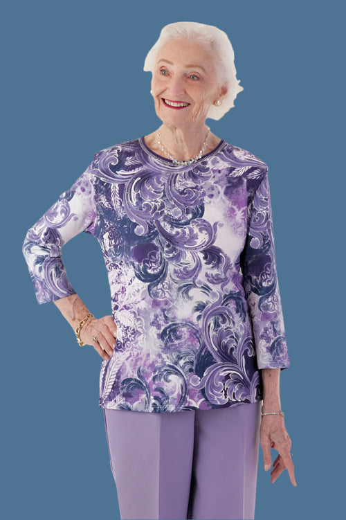 Block Print Knit Top