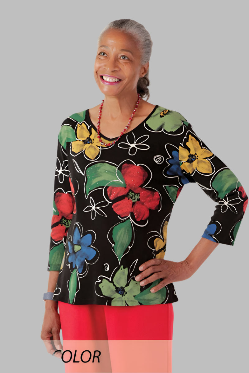 Block Print Knit Top