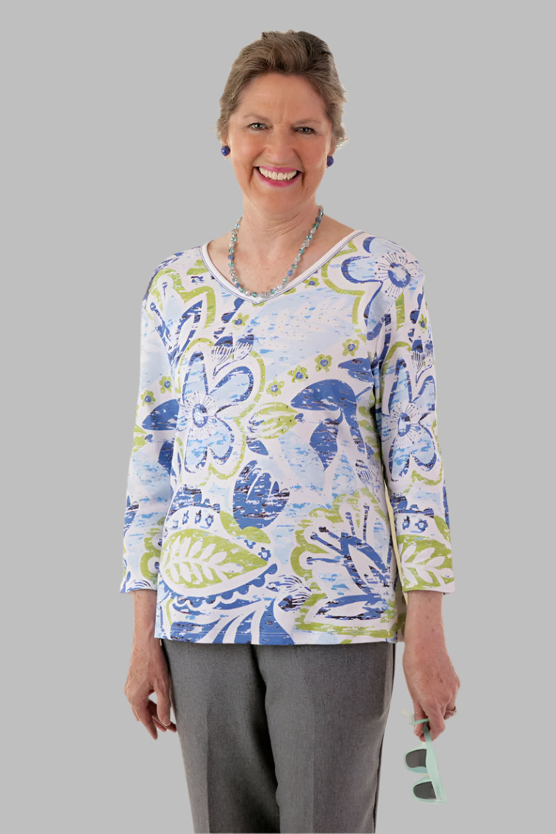 Block Print Knit Top