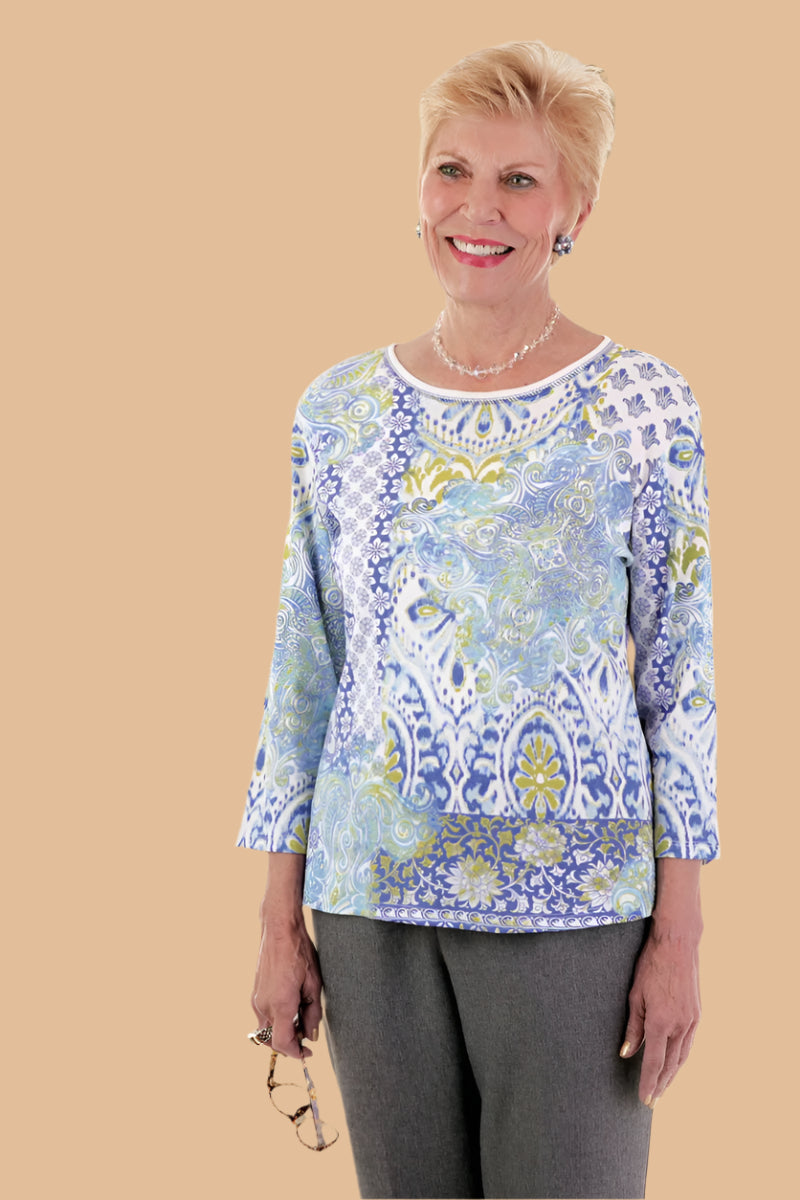 Block Print Knit Top