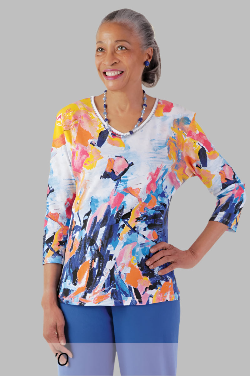 Block Print Knit Top