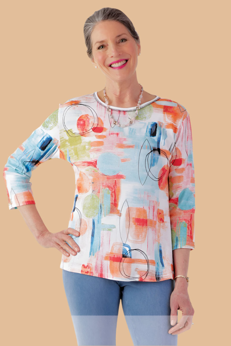 Block Print Knit Top