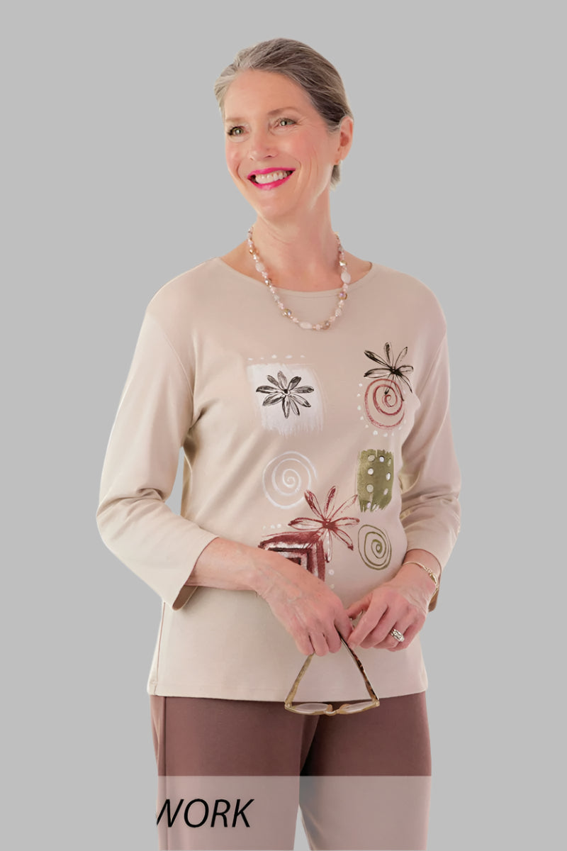 Block Print Knit Top