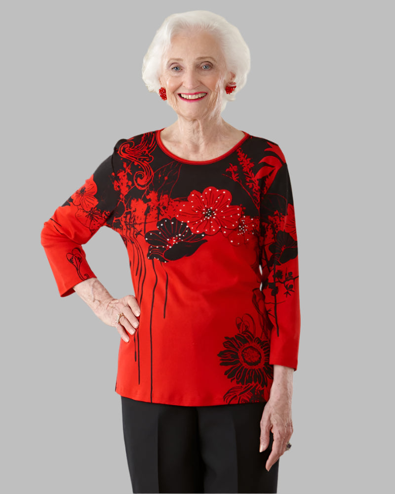 Block Print Knit Top